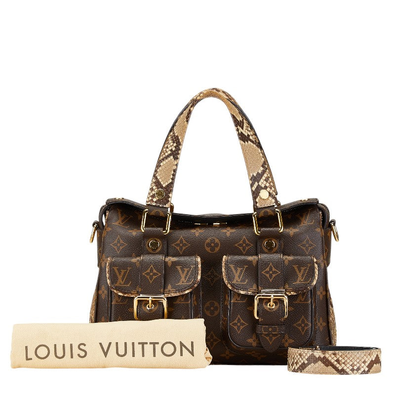 Louis Vuitton Monogram Manhattan Python Embossed 2WAY Handbag N93963 in Great Condition