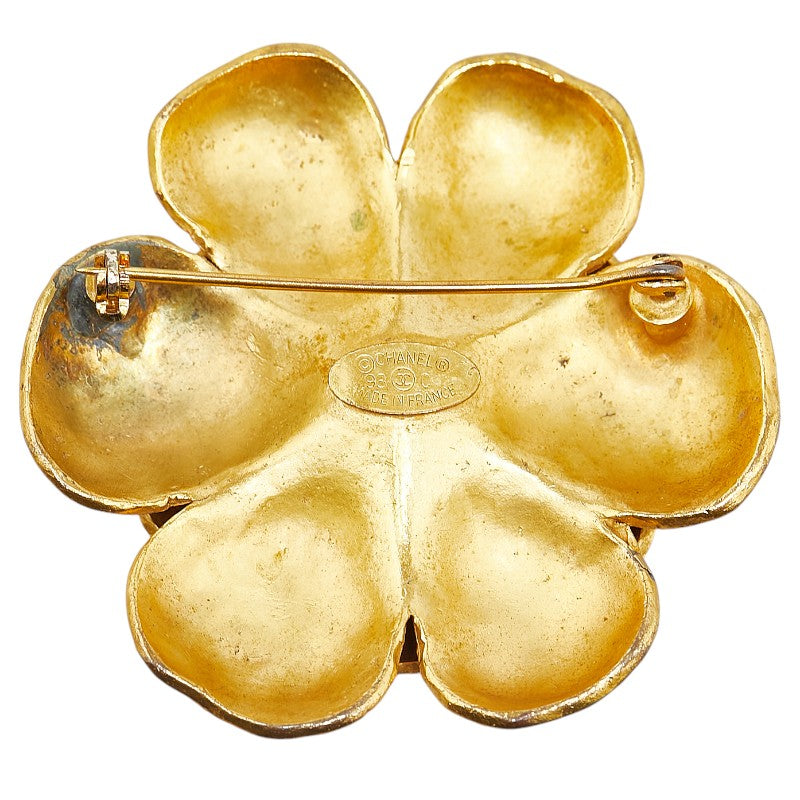 Chanel Vintage Flower Brooch Gold Plated Faux Pearl in Very Good Condition