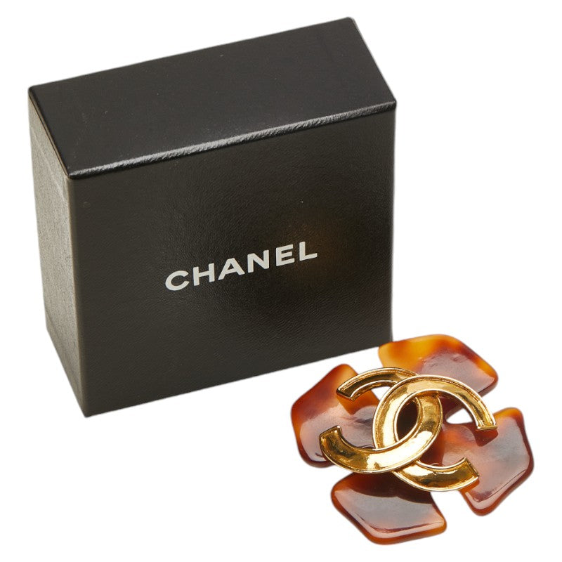 Chanel Vintage Coco Mark Brooch Gold Plated