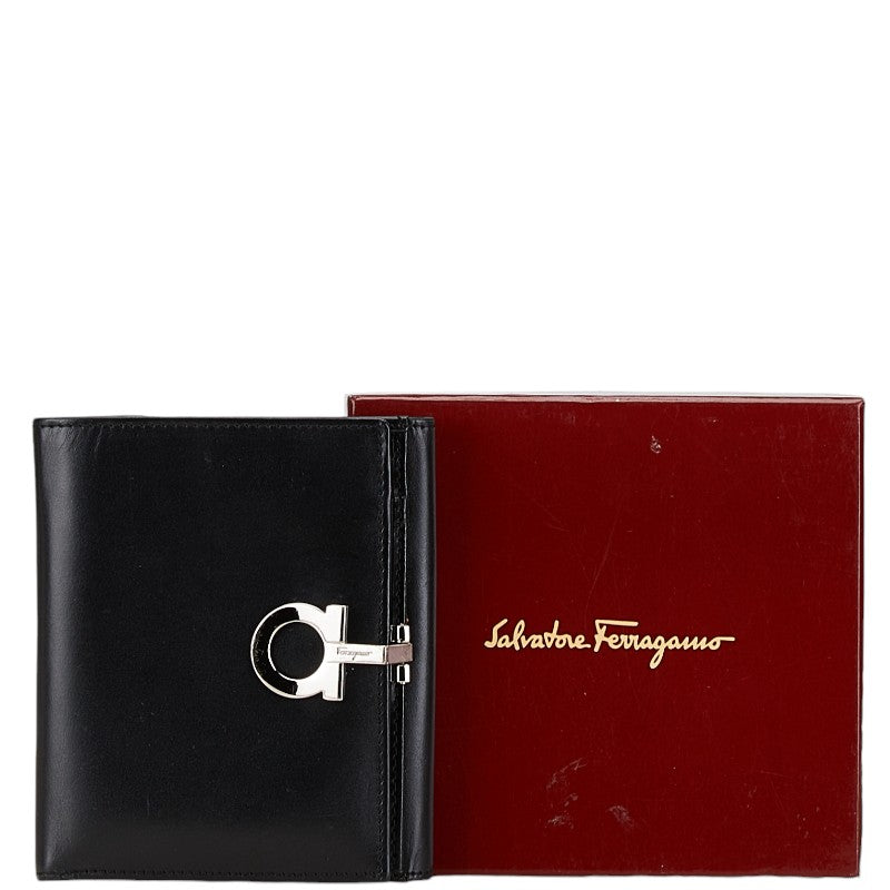 Salvatore Ferragamo Gancini Leather Compact Wallet in Very Good Condition