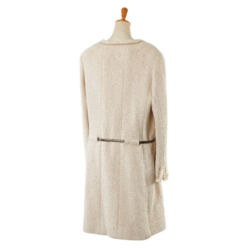 Chanel Wool Silk Long Coat Beige