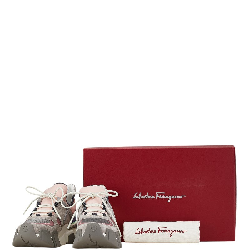 Salvatore Ferragamo Leather Cotton Dad Sneakers in Very Good Condition