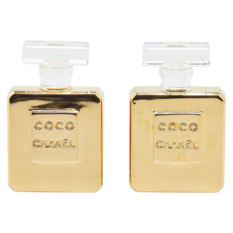 Chanel Logo Perfume Bottle Earrings Gold in Very Good Condition