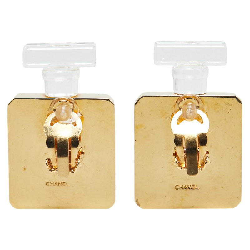 Chanel Logo Perfume Bottle Earrings Gold in Very Good Condition