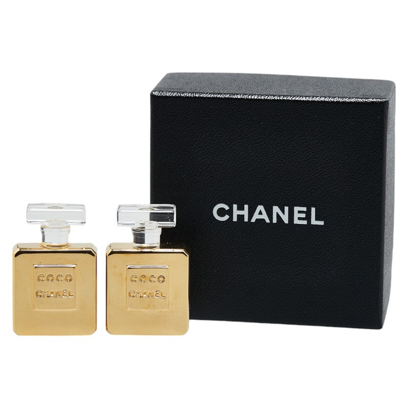 Chanel Logo Perfume Bottle Earrings Gold in Very Good Condition