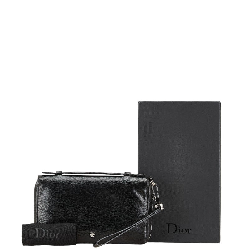 Dior Leather Organizer Bee Round Zip Wallet