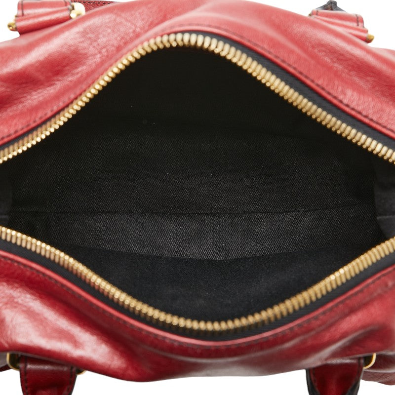 Valentino Leather Ribbon Handbag Red