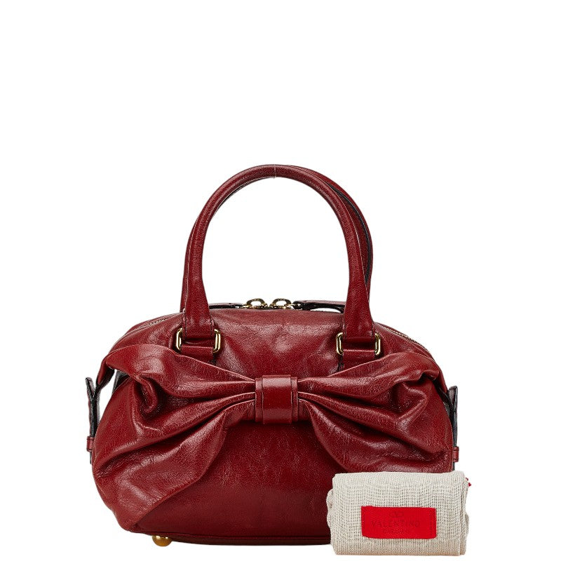 Valentino Leather Ribbon Handbag Red