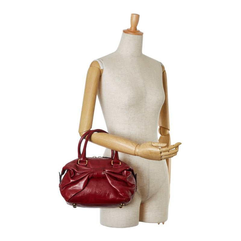 Valentino Leather Ribbon Handbag Red