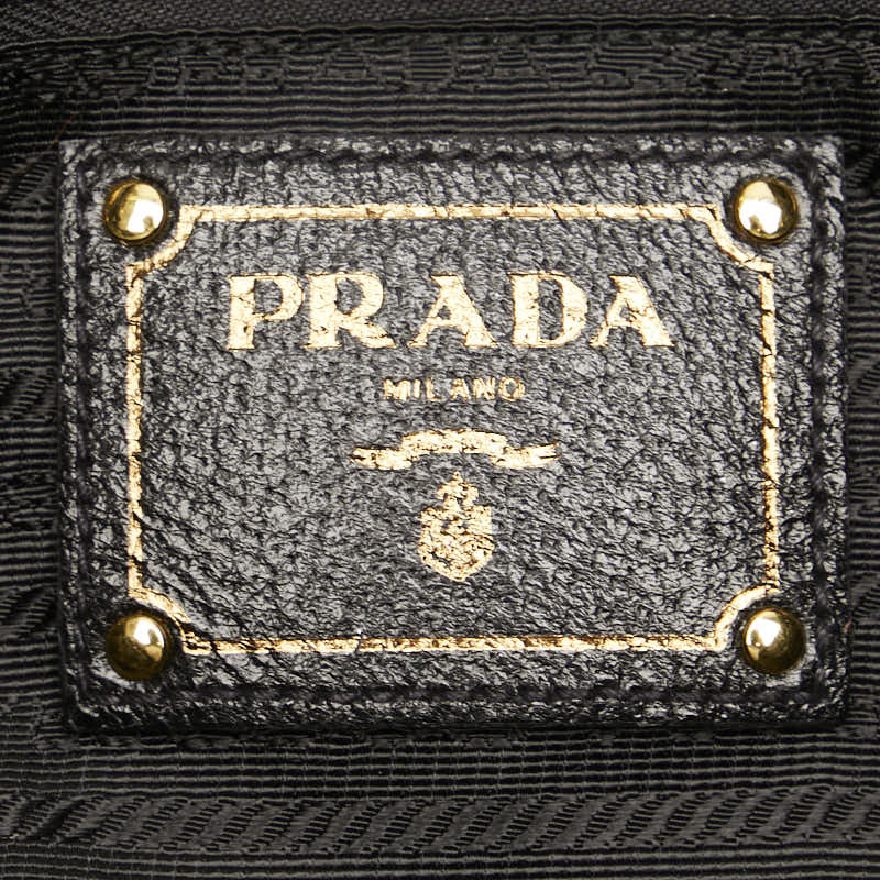 Prada Nylon Leather Tote Bag Black