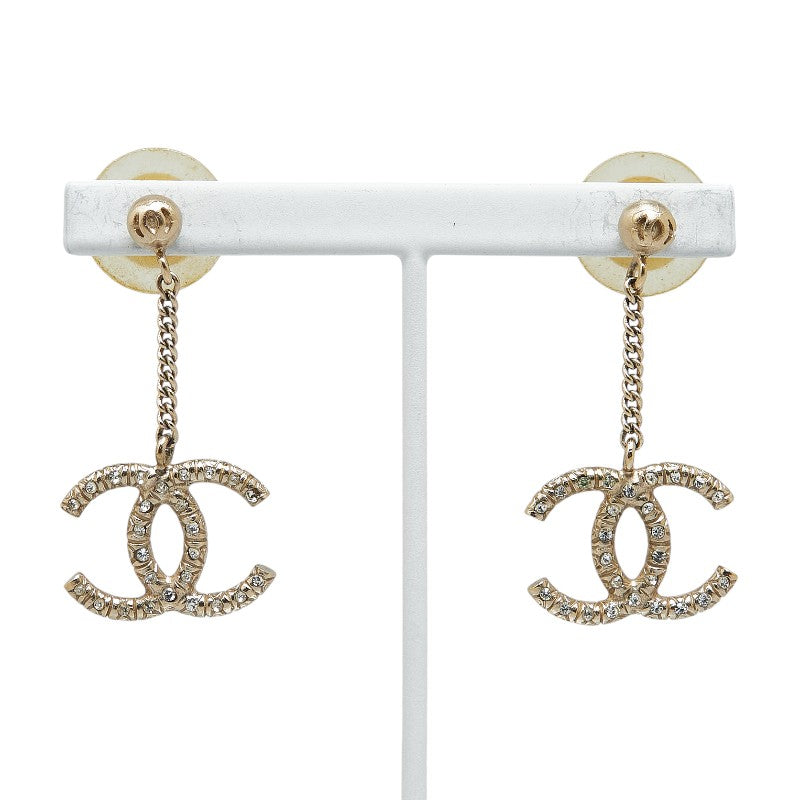 Chanel Coco Mark Rhinestone Chain Swing Earrings