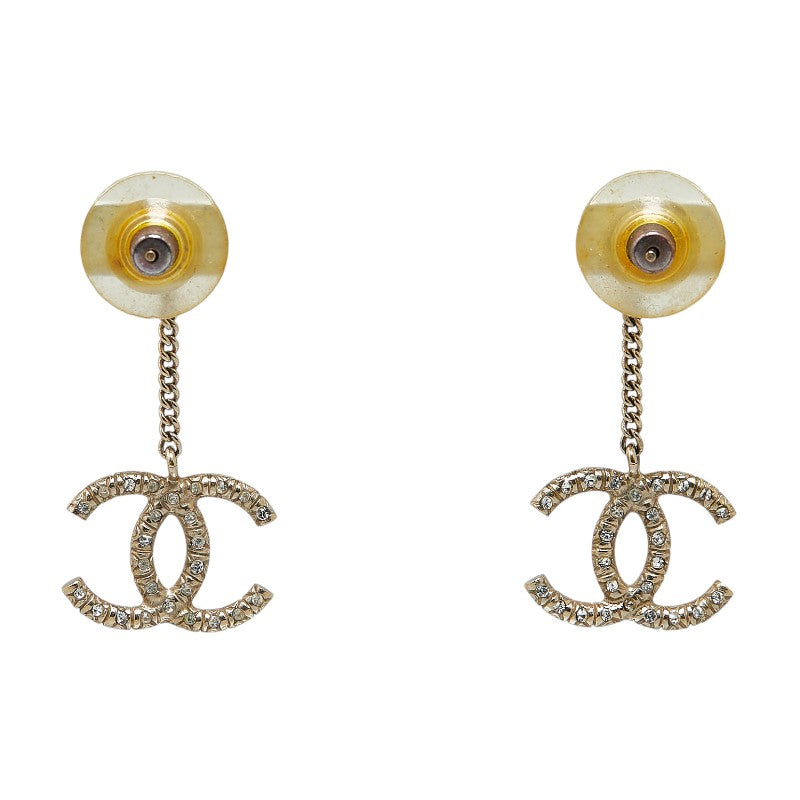 Chanel Coco Mark Rhinestone Chain Swing Earrings