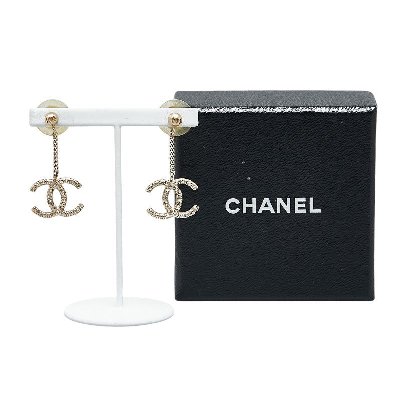 Chanel Coco Mark Rhinestone Chain Swing Earrings