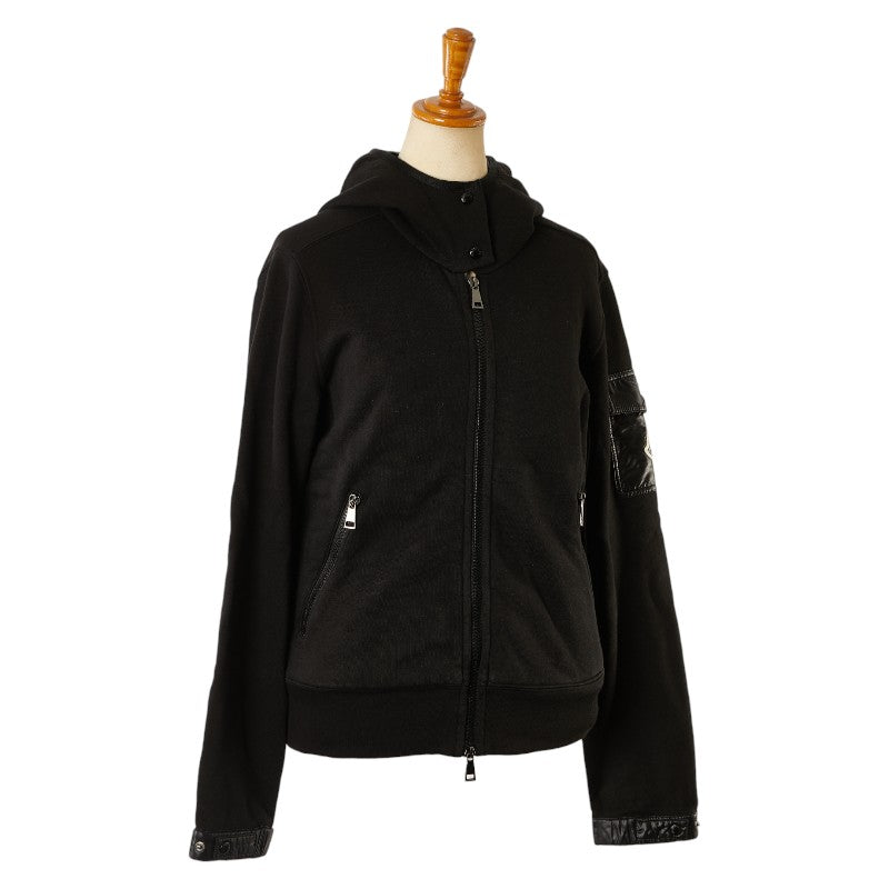 Moncler Logo Patch Hoodie XS Black Cotton Nylon