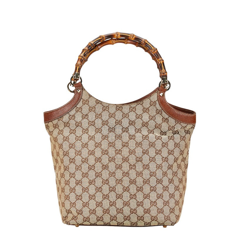 Gucci Bamboo Canvas Leather Handbag 137394