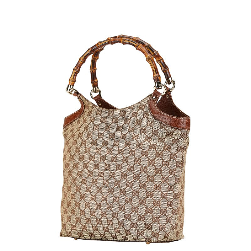 Gucci Bamboo Canvas Leather Handbag 137394