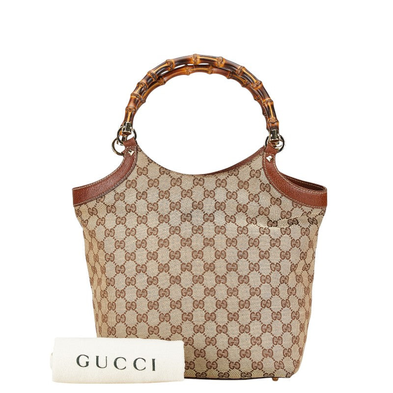 Gucci Bamboo Canvas Leather Handbag 137394