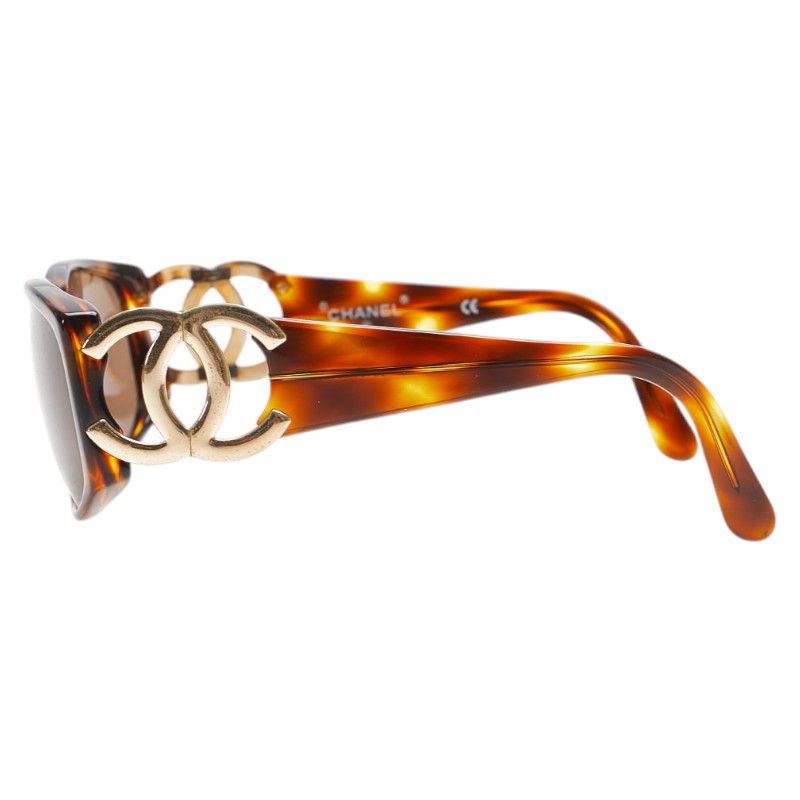 Chanel Coco Mark Sunglasses Brown Gold