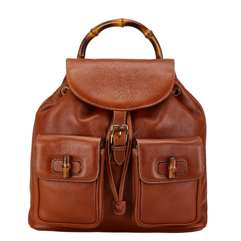 Gucci Bamboo Leather Backpack Brown