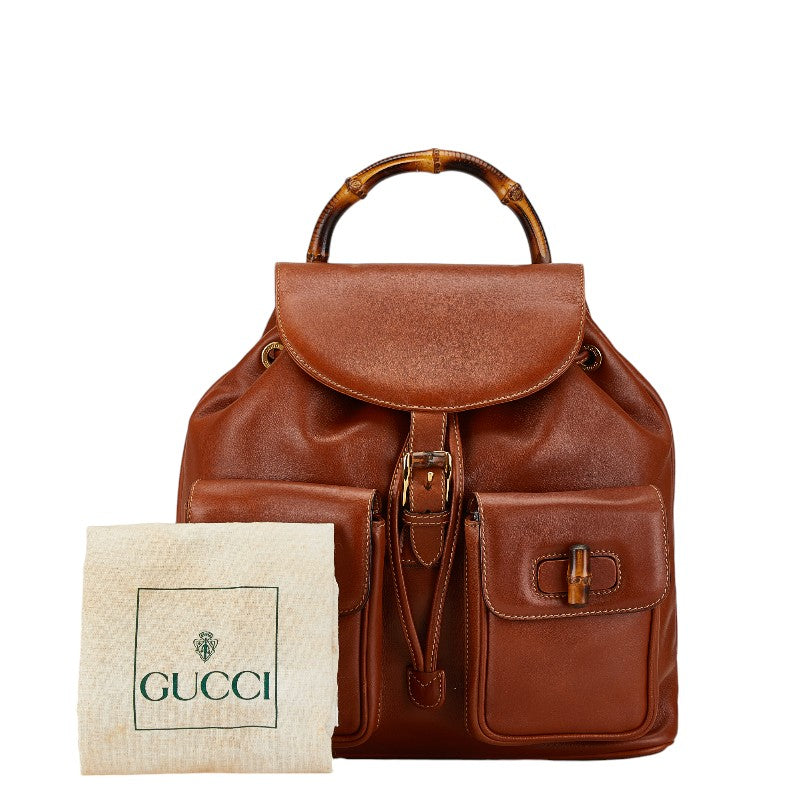 Gucci Bamboo Leather Backpack Brown