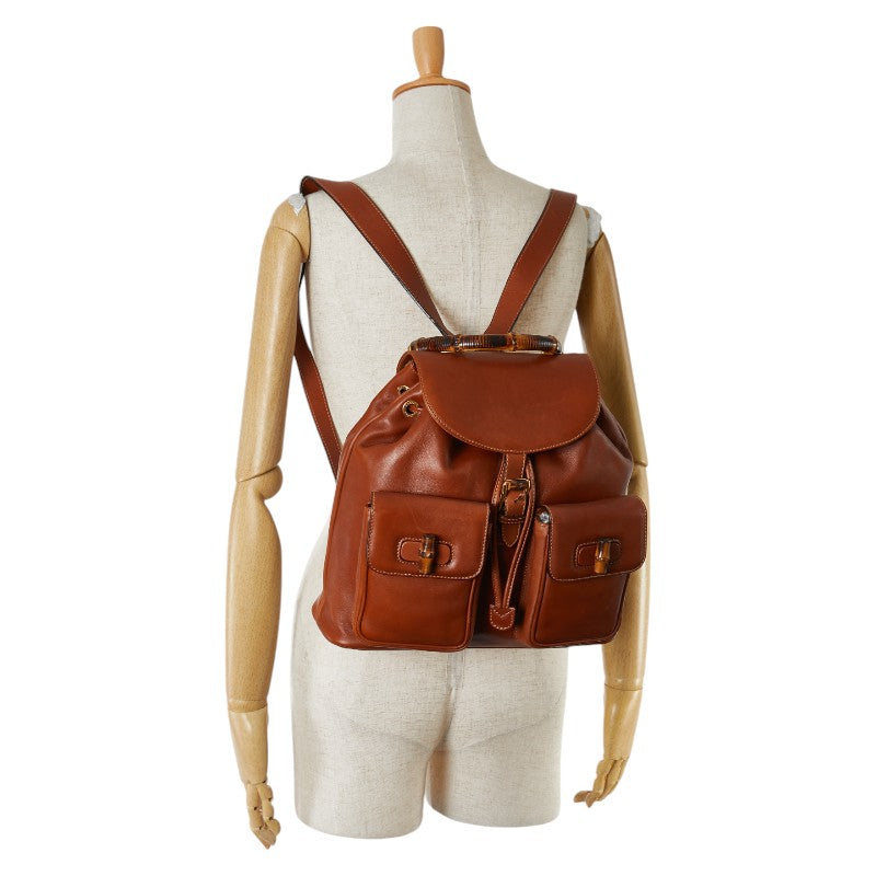 Gucci Bamboo Leather Backpack Brown