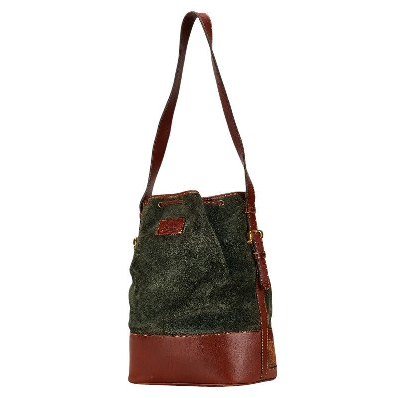 Loewe Leather Suede Shoulder Bag Khaki Green Brown