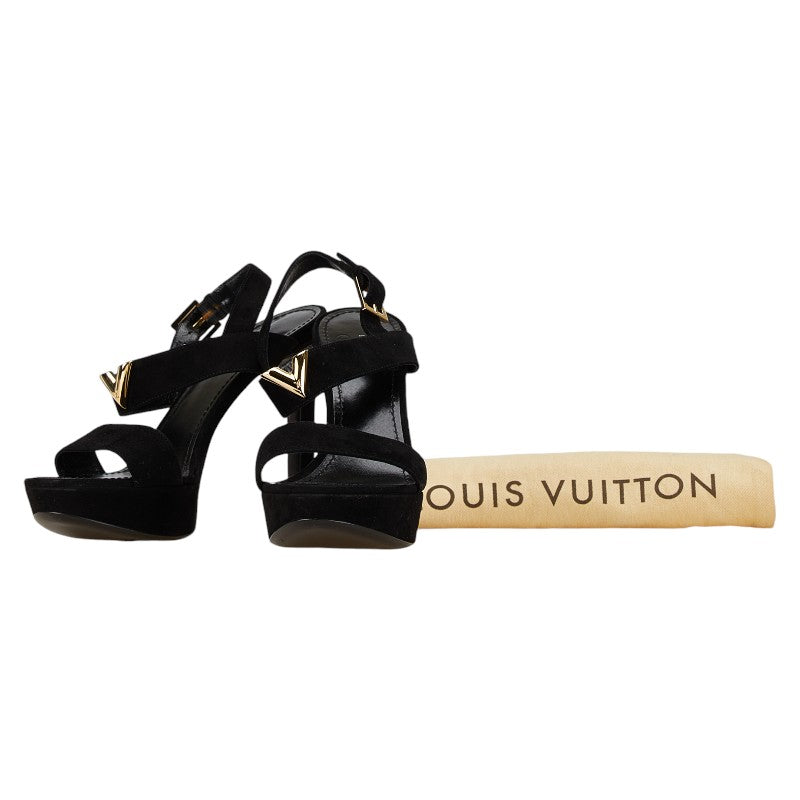 Louis Vuitton Leather Suede Sandals Black