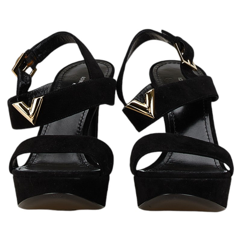 Louis Vuitton Leather Suede Sandals Black