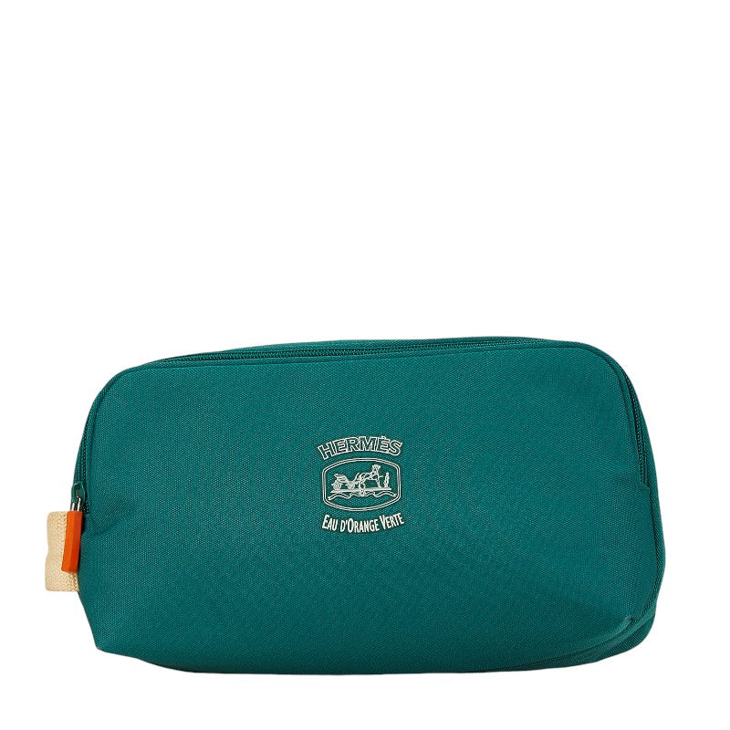 Hermes Canvas Pouch Clutch Green