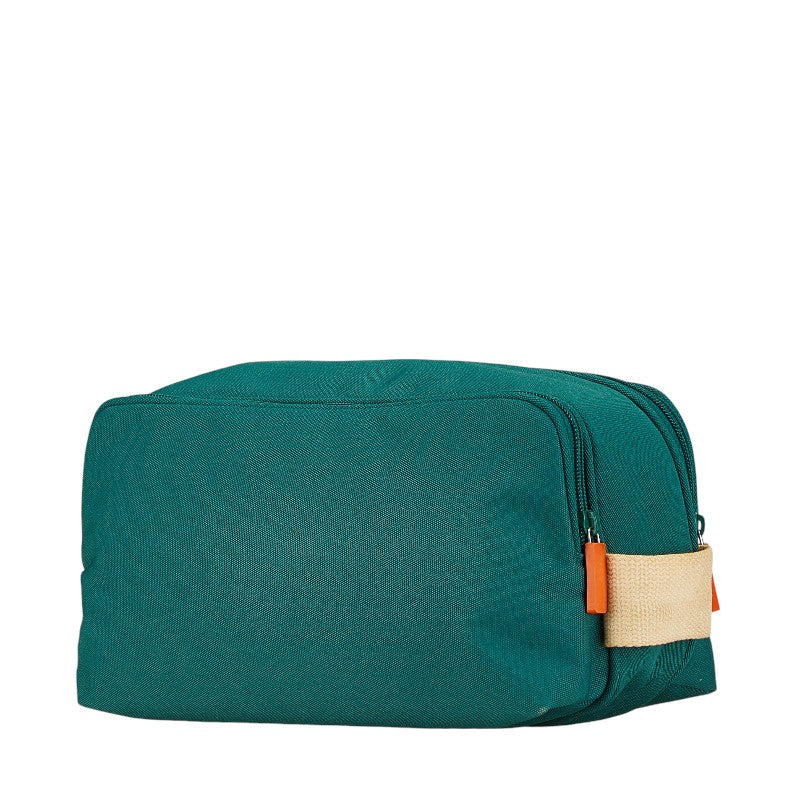 Hermes Canvas Pouch Clutch Green