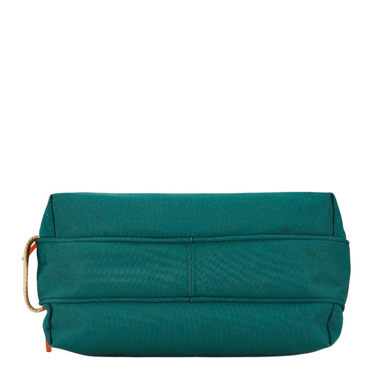 Hermes Canvas Pouch Clutch Green