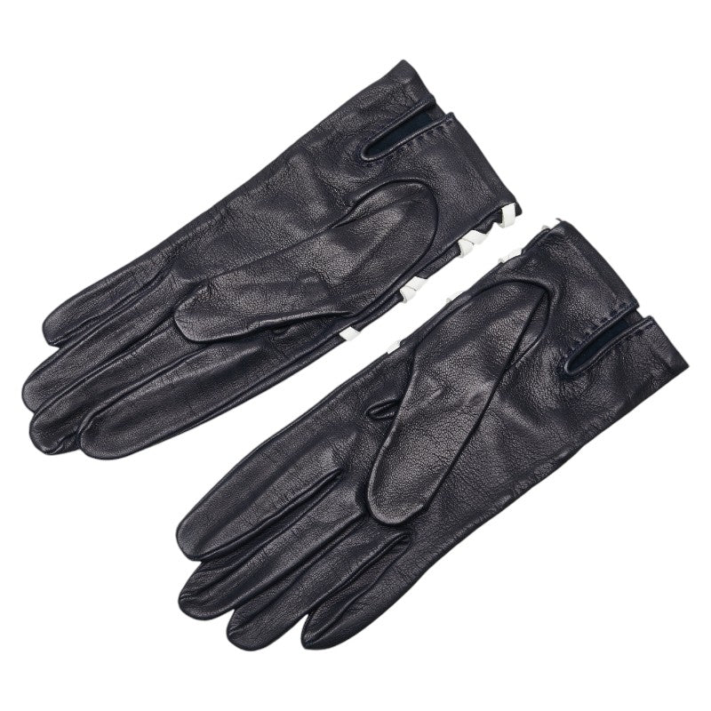 Hermes Leather Gloves Navy