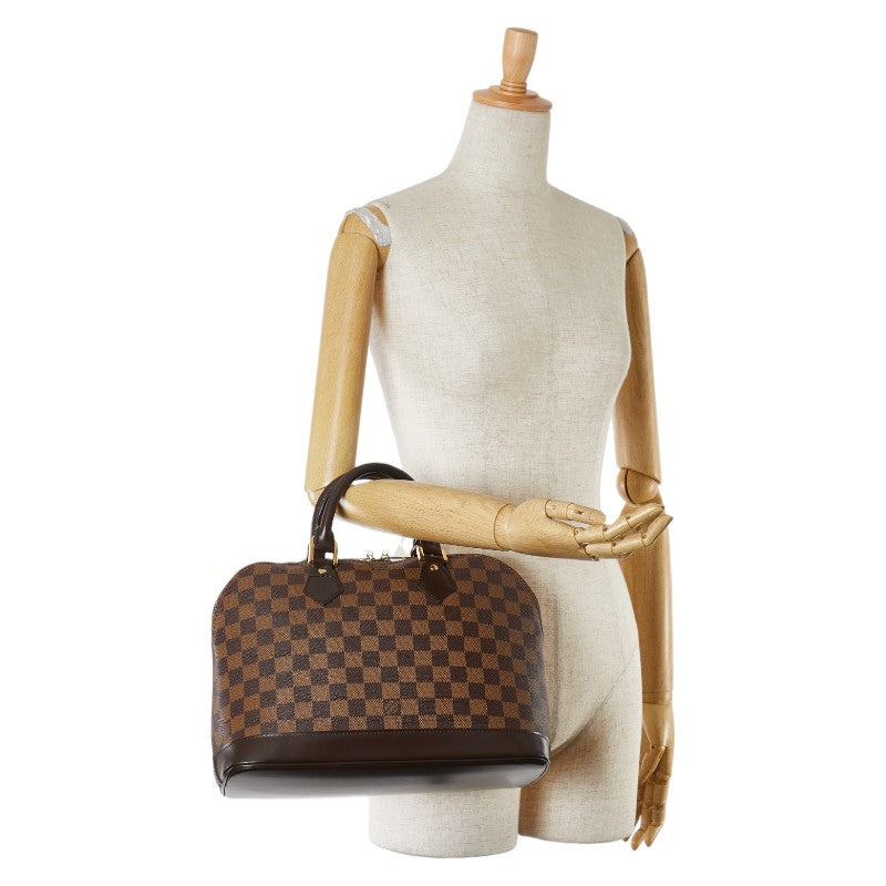 Louis Vuitton Damier Alma Handbag Brown PVC Leather