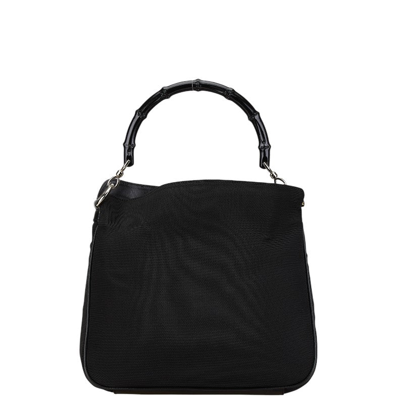 Gucci Bamboo Nylon Leather Handbag Black