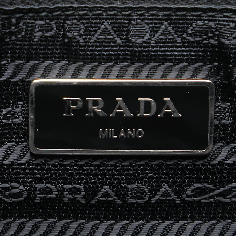 Prada Nylon Leather Triangle Logo Tote Bag