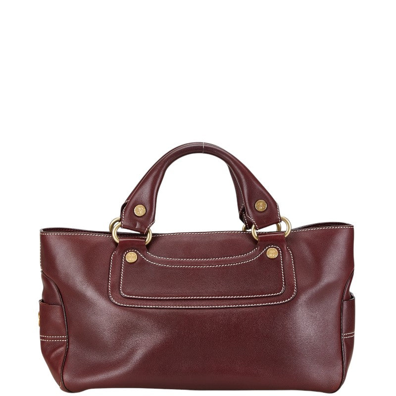 Celine Leather Boogie Handbag Wine Red