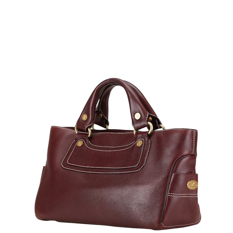 Celine Leather Boogie Handbag Wine Red