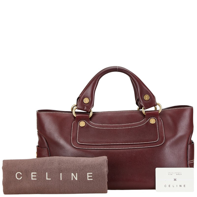 Celine Leather Boogie Handbag Wine Red