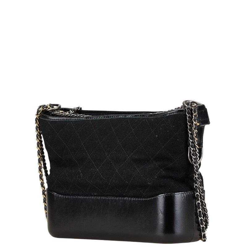 Chanel Gabrielle Chain Shoulder Bag Black Felt Leather