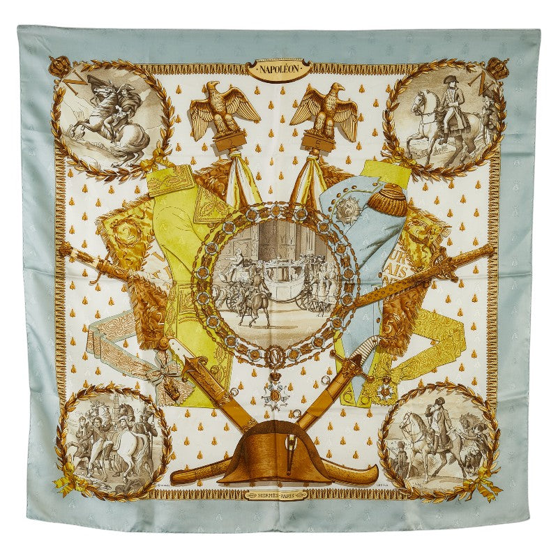 Hermes Silk Scarf Napoleon Blue Multicolor