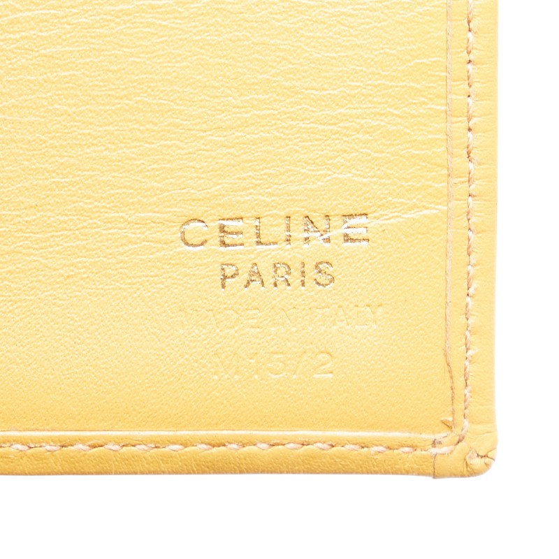 Celine Macadam Bifold Wallet Yellow Brown PVC Leather