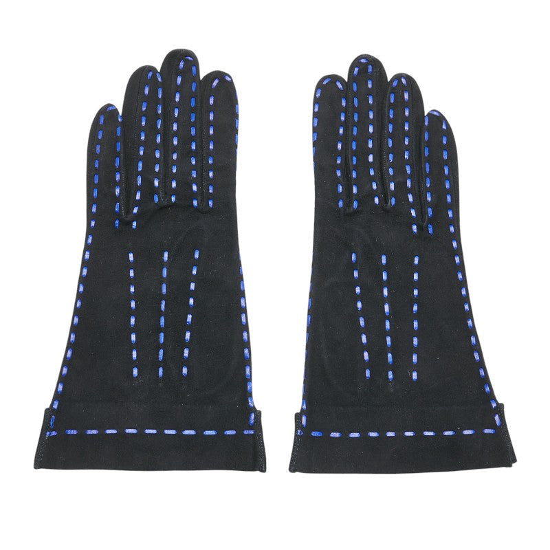 Chanel Suede Gloves Black Blue