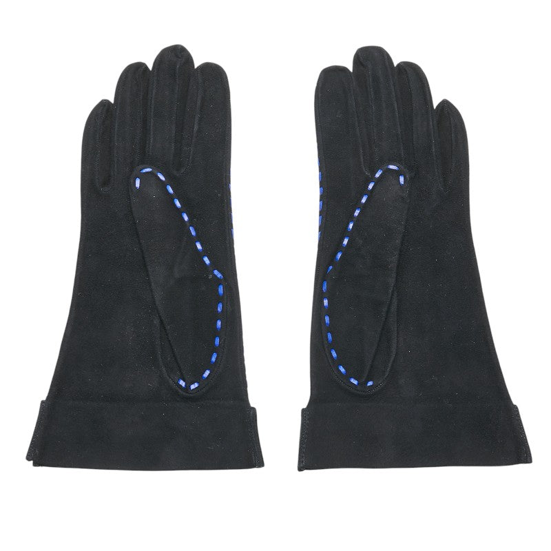 Chanel Suede Gloves Black Blue