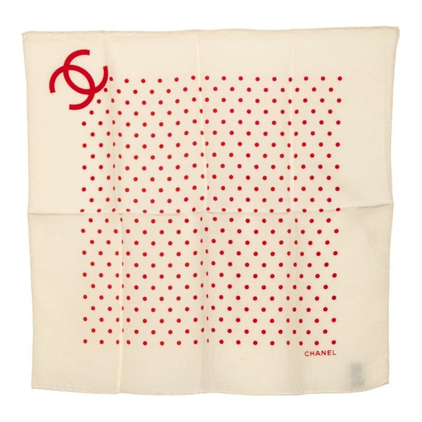 CHANEL COCOMARK DOT PATTERN SILK SCARF