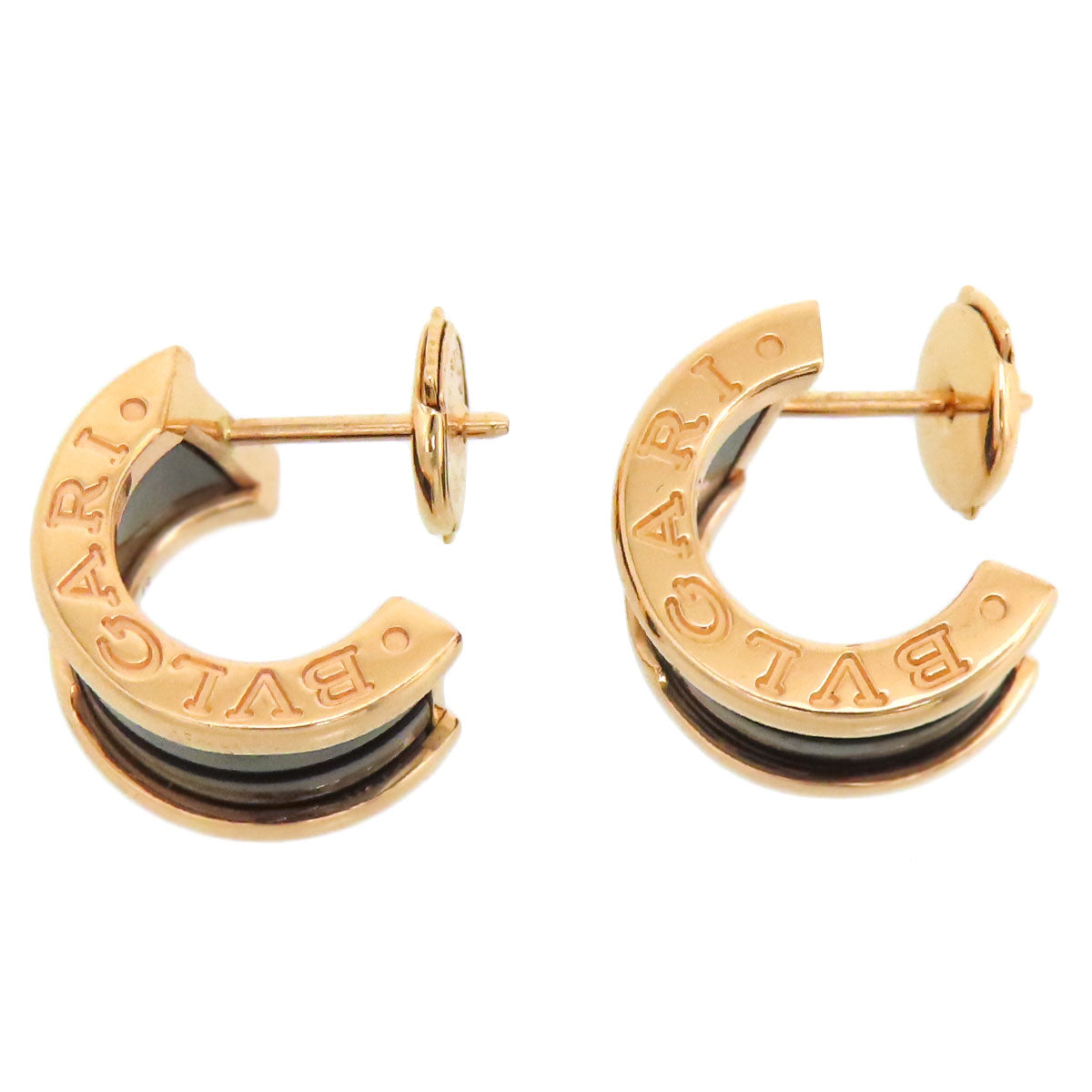 Bvlgari K18PG Black Ceramic Hoop Earrings