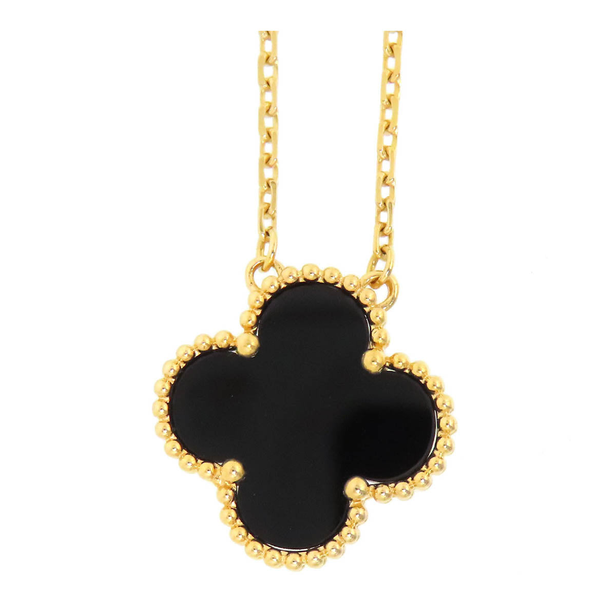 Van Cleef & Arpels Onyx K18YG Vintage Alhambra Necklace