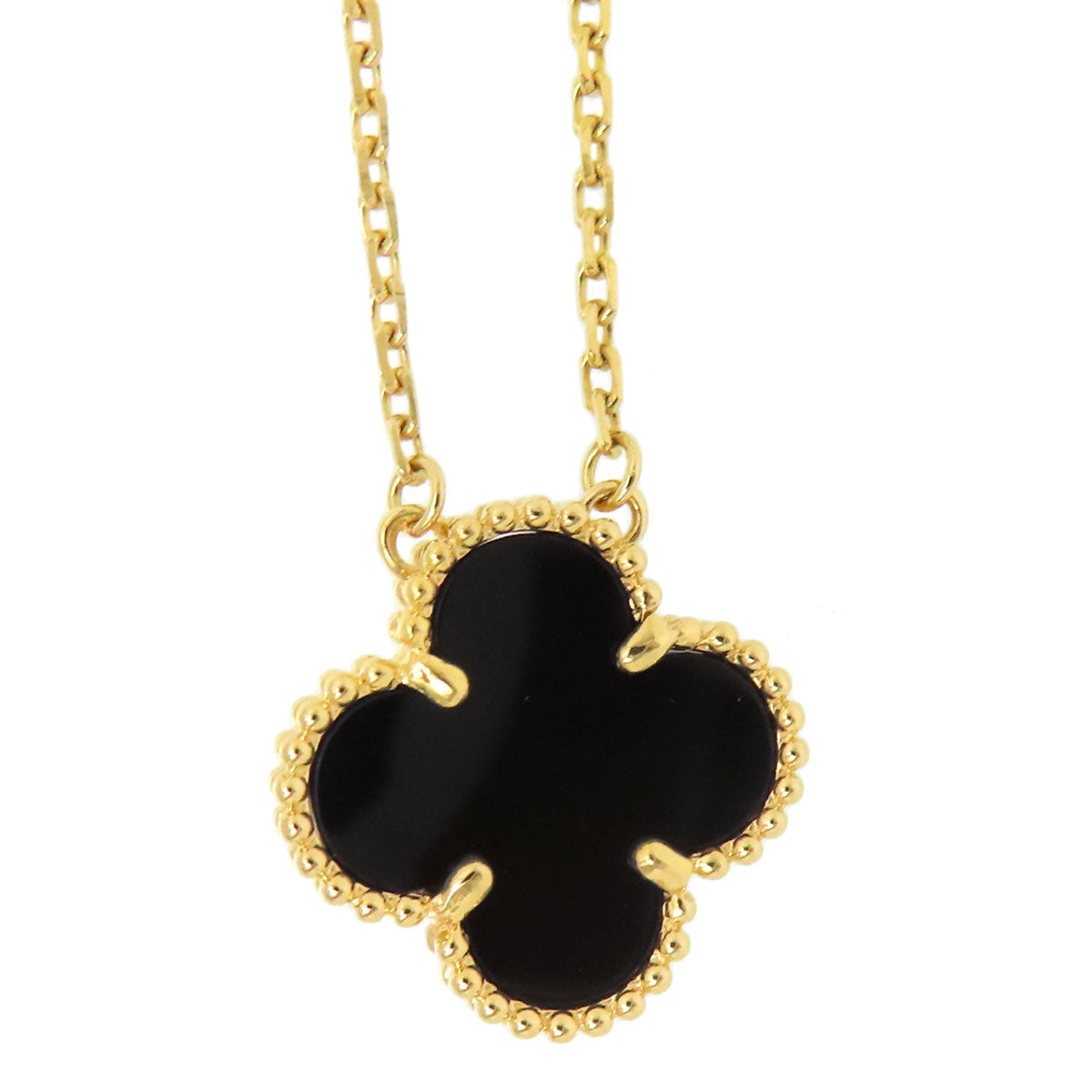 Van Cleef & Arpels Onyx K18YG Vintage Alhambra Necklace