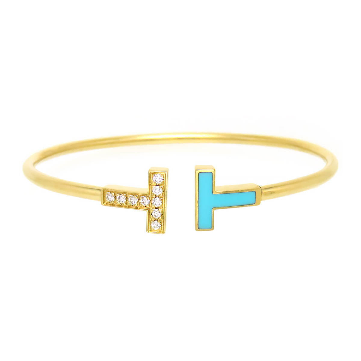 Tiffany & Co K18YG Diamond Turquoise Bangle