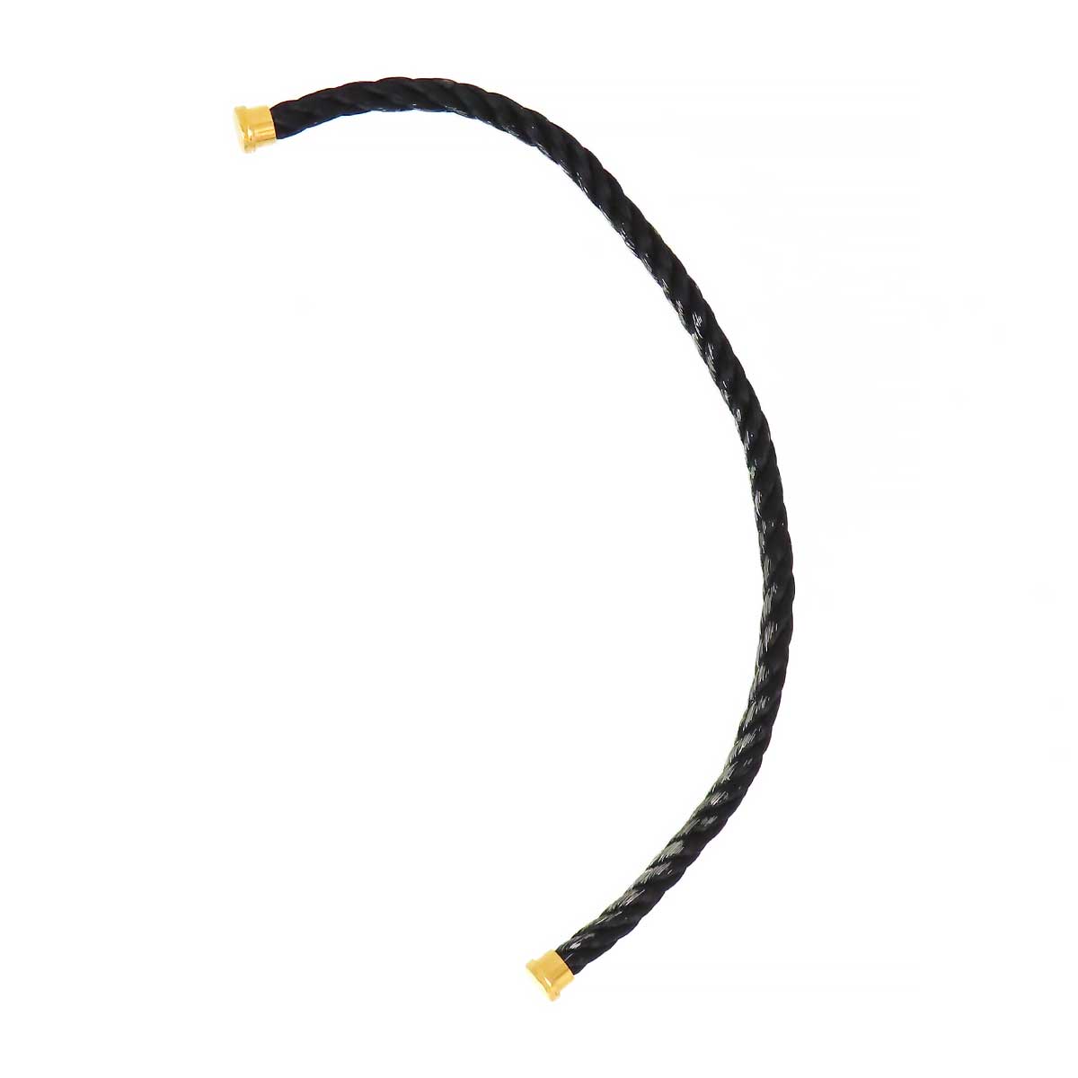 Fred Cable Steel Yellow Gold Plated Stainless Steel End Textile Black Bracelet