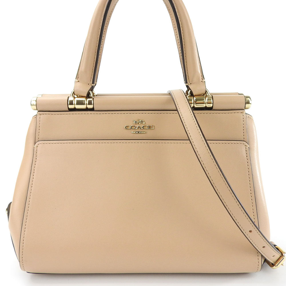 USED COACH Leather Handbag 31918 Beige 2WAY